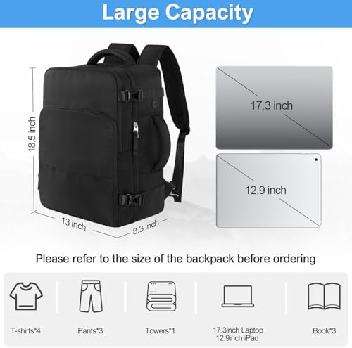Women's Flight Approved Travel Backpack with USB Charging, Lightweight & Waterproof, Ideal for College, Work and Travel