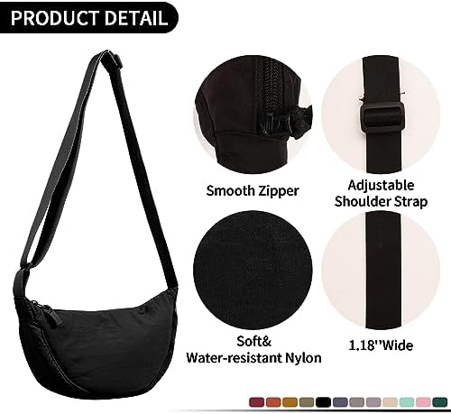 EVGLOW Nylon Crescent Crossbody Bag - Trendy Women's Travel Sling Bag EVGLOW Nylon Crescent Crossbody Bag - Small Men's