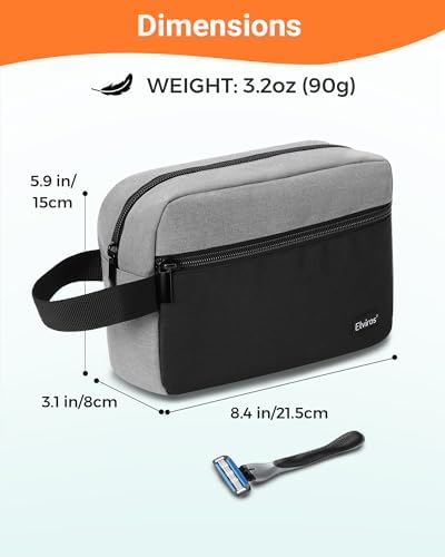 Elviros Lightweight Travel Toiletry Bag for Women and Men Travel Essentials Gifts for Men(Navy Blue) Global Recycled Sta