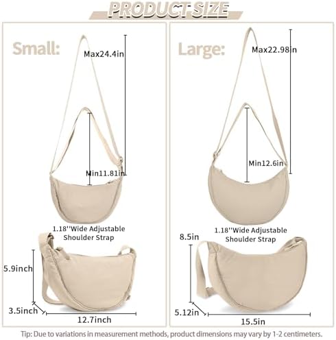 EVGLOW Nylon Crescent Crossbody Bag - Trendy Women's Travel Sling Bag EVGLOW Nylon Crescent Crossbody Bag - Small Men's