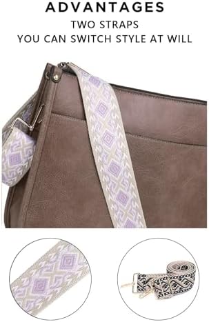 AUYOCO Vegan Leather Crossbody Bags for Women Handbag with Guitar Strap Zipped Pockets AUYOCO Vegan Leather Crossbody