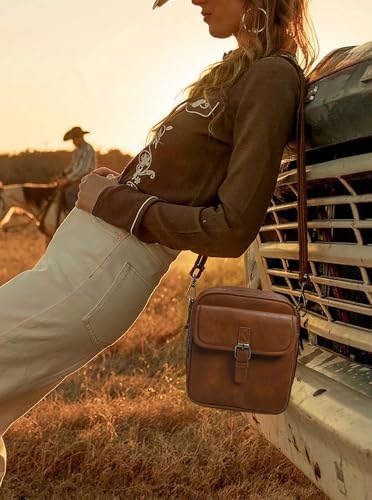 Goinsound Vegan Leather Crossbody Bag for Women & Men | Vintage Design Crossbody Shoulder Purse with Card Slots | Goins