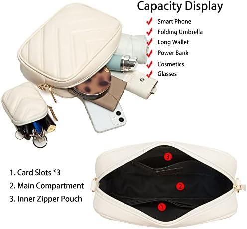 Herald Chevron Quilted Small Crossbody Bag for Women - Camera Side Shoulder Bag, 2 Sizes, Coin Purse Included Herald Che