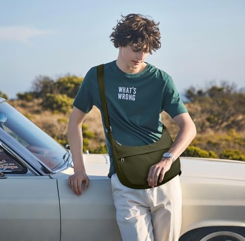 Fancy Forest KALIDI Nylon Crescent Bag Medium Casual Shoulder Crossbody Purse for Women Men Travel with External Pocket