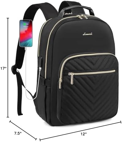 Laptop Backpack Purse for Women Work Travel Black OEKO-TEX STANDARD 100 Laptop Backpack Purse for Women College Black Qu