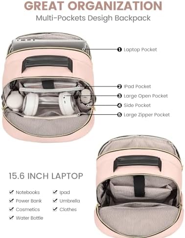 Laptop Backpack Purse for Women Work Travel Black OEKO-TEX STANDARD 100 Laptop Backpack Purse for Women College Black Qu