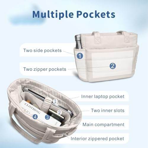 TOPDesign Lightweight Puffy Handbag for Women Travel TOPDesign Quilted Shoulder Bag for Women Work TOPDesign Puffer Tote