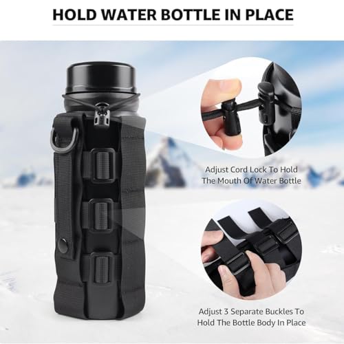 WUSJCOF Porte-Gourde Molle Accessoire Sac à Dos pour Randonnée et Camping Système Tactique Largeur Ajustable 7-15 cm