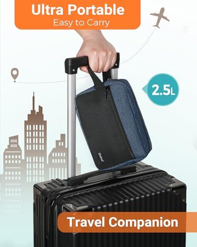 Elviros Lightweight Travel Toiletry Bag for Women and Men Travel Essentials Gifts for Men(Navy Blue) Global Recycled Sta