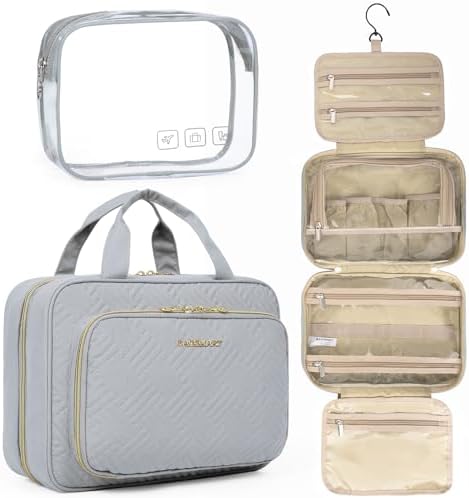 Toiletry Bag Smart Hanging Travel Makeup Organizer TSA Approved Transparent | Travel Makeup Organizer with Hanging Feat
