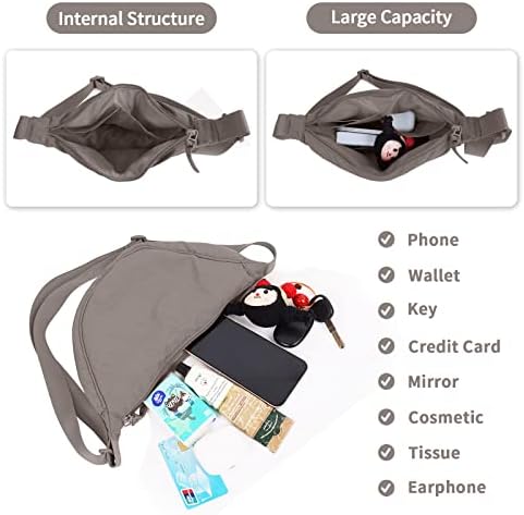 EVGLOW Nylon Crescent Crossbody Bag - Trendy Women's Travel Sling Bag EVGLOW Nylon Crescent Crossbody Bag - Small Men's