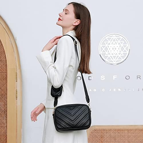 Herald Chevron Quilted Small Crossbody Bag for Women - Camera Side Shoulder Bag, 2 Sizes, Coin Purse Included Herald Che