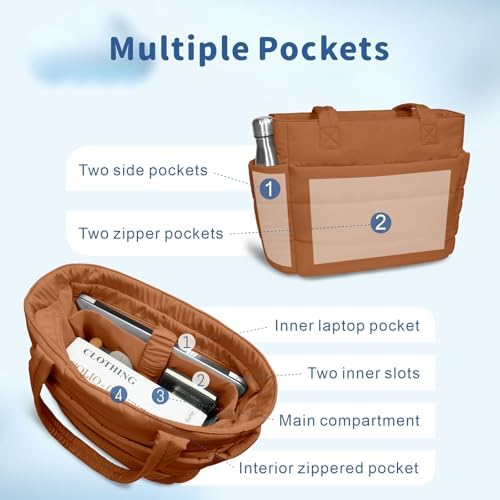 TOPDesign Lightweight Puffy Handbag for Women Travel TOPDesign Quilted Shoulder Bag for Women Work TOPDesign Puffer Tote