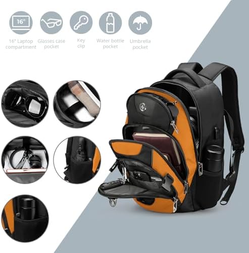 Swissdigital Design Laptop Backpack with USB Charging Port | Men's 15.6 Inches Fit 31L Travel Backpack | Blue/Black | SD