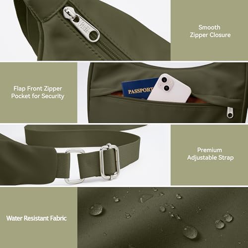 Fancy Forest KALIDI Nylon Crescent Bag Medium Casual Shoulder Crossbody Purse for Women Men Travel with External Pocket