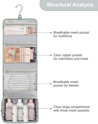 Relavel Travel Toiletry Bag for Men, Large Capacity Travel Kit, Hanging Toiletry Bag for Women