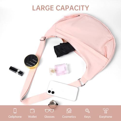 FFEDAYUN Crescent Bags for Women Casual Shoulder Handbags Multi-Pocket Lightweight Crossbody Purse Nylox Nylon Hobo Slin