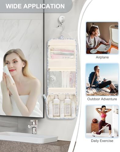 Relavel Travel Toiletry Bag for Men, Large Capacity Travel Kit, Hanging Toiletry Bag for Women