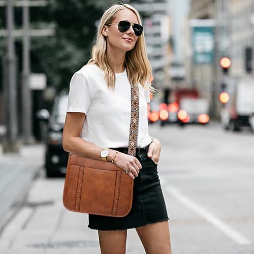 AUYOCO Vegan Leather Crossbody Bags for Women Handbag with Guitar Strap Zipped Pockets AUYOCO Vegan Leather Crossbody