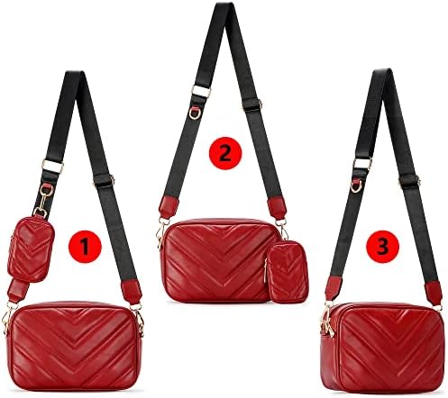 Herald Chevron Quilted Small Crossbody Bag for Women - Camera Side Shoulder Bag, 2 Sizes, Coin Purse Included Herald Che