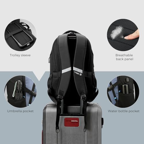 Swissdigital Design Laptop Backpack with USB Charging Port | Men's 15.6 Inches Fit 31L Travel Backpack | Blue/Black | SD