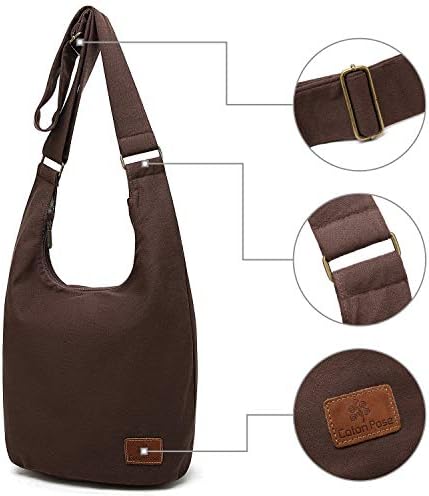 Coton Pose Women's Hippie Crossbody Bag - Top Zip Large Capacity Canvas Sling Bag - Handmade Jacquard Cloth