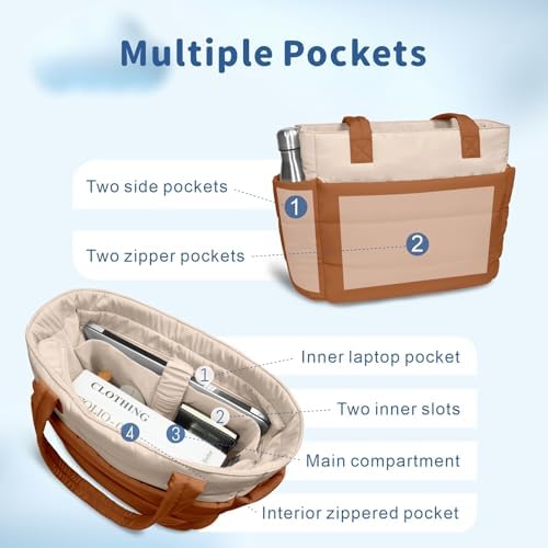 TOPDesign Lightweight Puffy Handbag for Women Travel TOPDesign Quilted Shoulder Bag for Women Work TOPDesign Puffer Tote