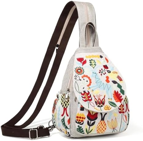 SILKAREA Embroidered Boho Small Sling Bag for Women Travel (Blue) SILKAREA Embroidered Boho Small Sling Bag for Women Ch