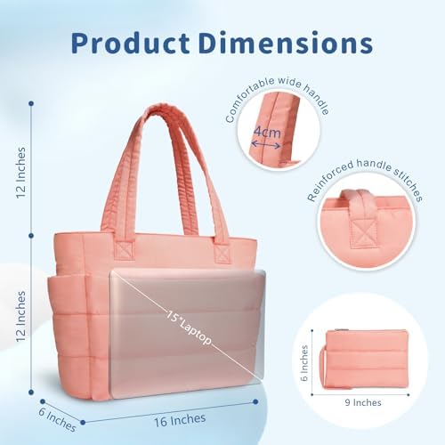 TOPDesign Lightweight Puffy Handbag for Women Travel TOPDesign Quilted Shoulder Bag for Women Work TOPDesign Puffer Tote