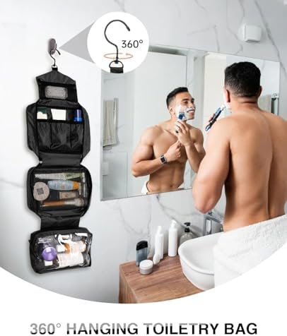 Travel Toiletry Bag for Women Men - Portable Large Hanging Organizer Sell Point: Makeup Bag for Cosmetic, Shampoo, Condi
