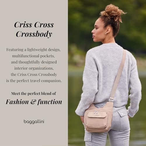 Baggallini Criss Cross Travel Crossbody Bag - Premium Leather, Women, Suitcases & Travel, Timeless Design, One Size | B