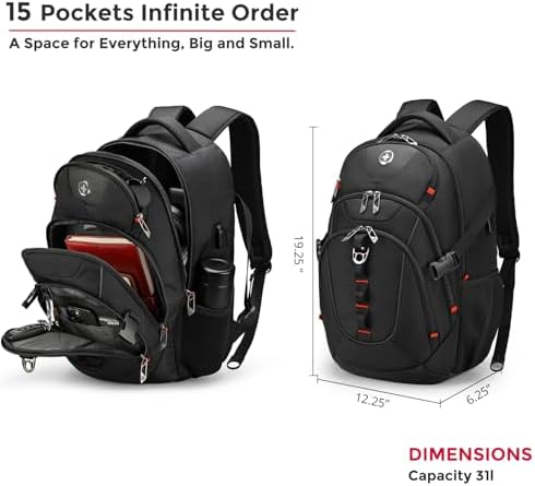 Swissdigital Design Laptop Backpack with USB Charging Port | Men's 15.6 Inches Fit 31L Travel Backpack | Blue/Black | SD