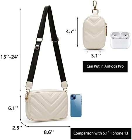 Herald Chevron Quilted Small Crossbody Bag for Women - Camera Side Shoulder Bag, 2 Sizes, Coin Purse Included Herald Che