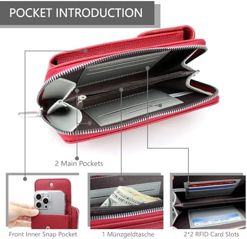 Women's Small PU Leather Crossbody Bag for Phone, 7 Inches | DBPBToU Women's PU Leather Crossbody Phone Purse, 7 Inches