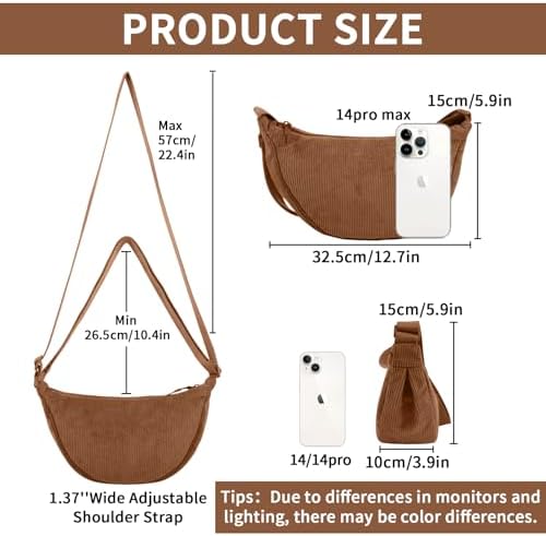 EVGLOW Nylon Crescent Crossbody Bag - Trendy Women's Travel Sling Bag EVGLOW Nylon Crescent Crossbody Bag - Small Men's