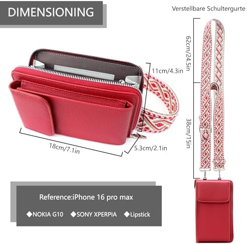 Women's Small PU Leather Crossbody Bag for Phone, 7 Inches | DBPBToU Women's PU Leather Crossbody Phone Purse, 7 Inches