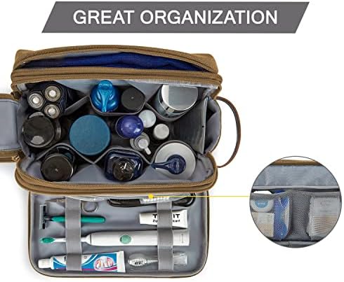 Men's Water-resistant Toiletry Bag - BAGSMART Dopp Kit Canvas Travel Organizer - Black - Large - Image 53