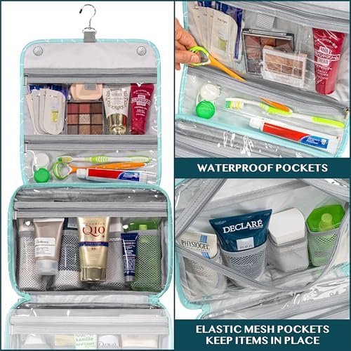 PAVILIA Water Resistant Makeup Bag Toiletries Women Men Travel Bag PAVILIA Foldable Cosmetic Organizer Travel Bag Large