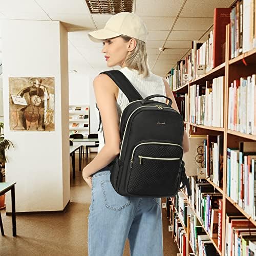 Laptop Backpack Purse for Women Work Travel Black OEKO-TEX STANDARD 100 Laptop Backpack Purse for Women College Black Qu