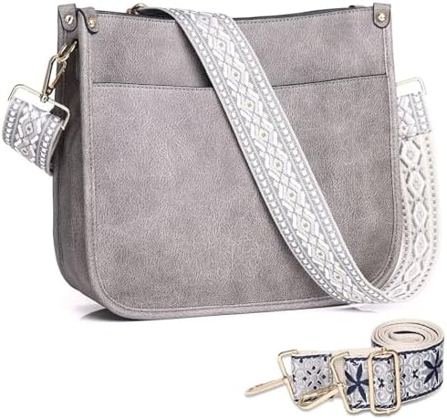 AUYOCO Vegan Leather Crossbody Bags for Women Handbag with Guitar Strap Zipped Pockets AUYOCO Vegan Leather Crossbody