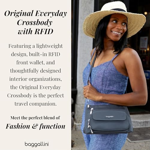 Baggallini Original RFID Protected Lightweight Nylon Zippered Travel Purse for Women ClimatePartner Certified