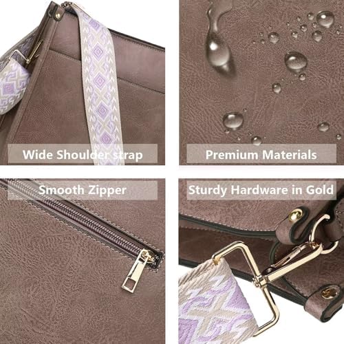 AUYOCO Vegan Leather Crossbody Bags for Women Handbag with Guitar Strap Zipped Pockets AUYOCO Vegan Leather Crossbody