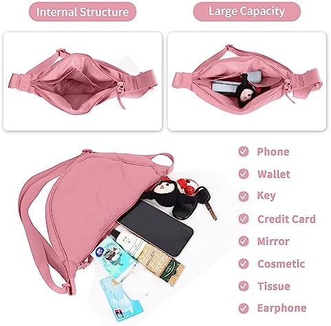 EVGLOW Nylon Crescent Crossbody Bag - Trendy Women's Travel Sling Bag EVGLOW Nylon Crescent Crossbody Bag - Small Men's