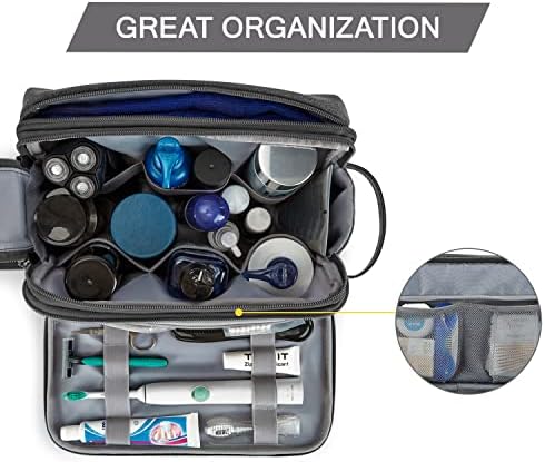 Men's Water-resistant Toiletry Bag - BAGSMART Dopp Kit Canvas Travel Organizer - Black - Large - Image 2