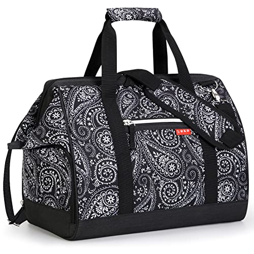 Lekesky Sac de Voyage Boho pour Femmes, Sac de Sport avec Compartiment à Chaussures, Grand Design d'ouverture, 33L(Fleur