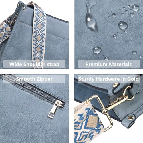 AUYOCO Vegan Leather Crossbody Bags for Women Handbag with Guitar Strap Zipped Pockets AUYOCO Vegan Leather Crossbody