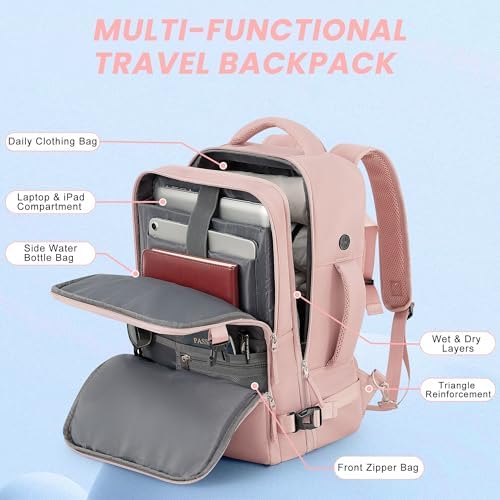 Women's Flight Approved Travel Backpack with USB Charging, Lightweight & Waterproof, Ideal for College, Work and Travel