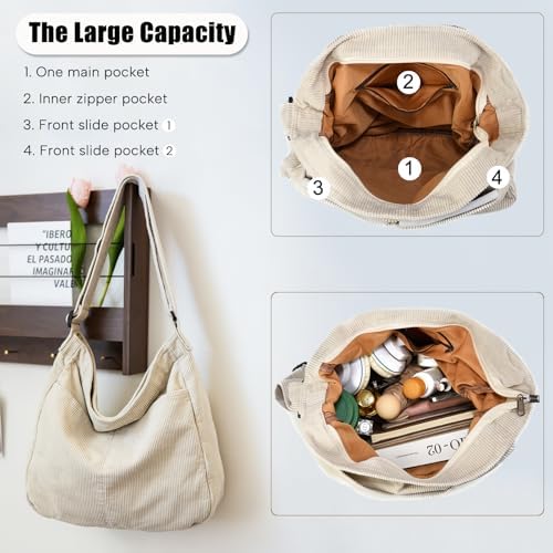 Dainaotm Canvas Tote Bag Casual Hobo Crossbody Shoulder Bag for Women Large Purse Messenger Bag Travel Work Dainaotm Can