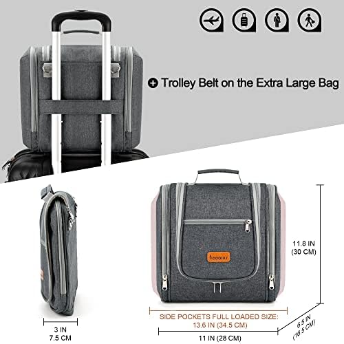 Water-resistant Travel Hanging Toiletry Bag for Women and Men, 6 Organizer Compartments, Holds Full Size Bottles, Black