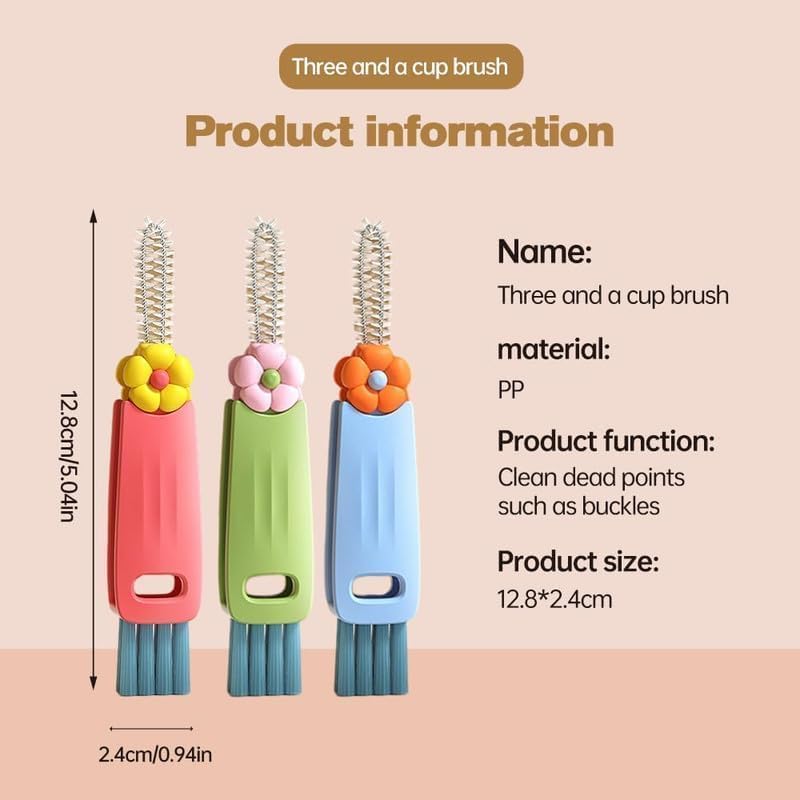 3 in 1 Lid Cleaning Brushes - Multifunctional Insulation Bottle Cleaning Tools for Home Kitchen Cup Cleaning | 2025 Mul